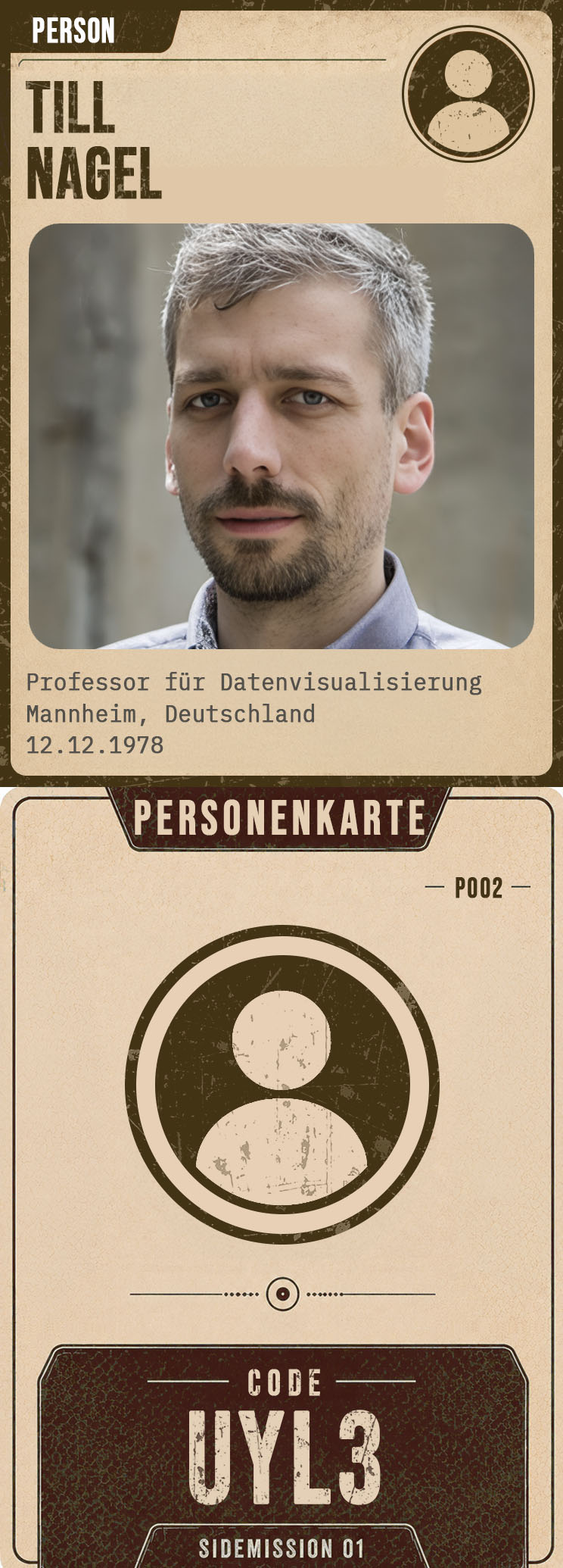 Personenkarte von Till Nagel – Vorder- und Rückseite